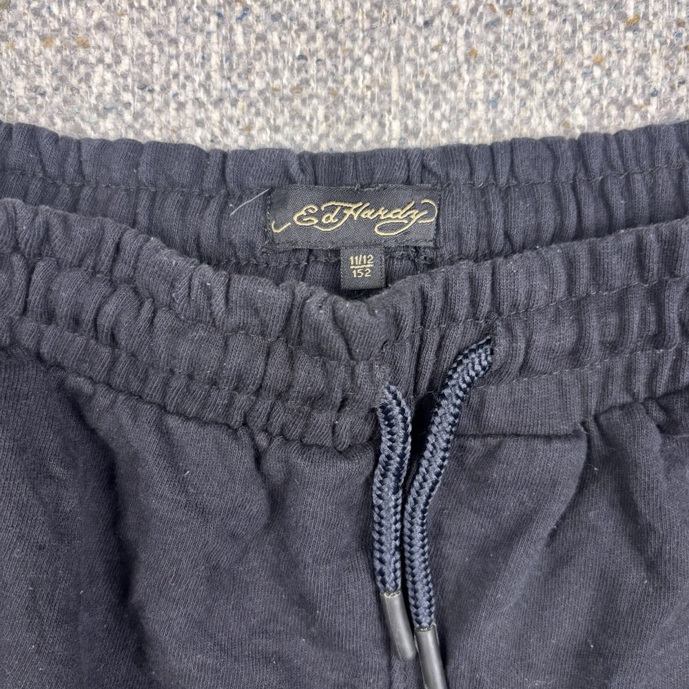 Ed Hardy Kids Black Jogger Sweatpants Tiger Embroidery Streetwear‎ - Picture 2 of 8